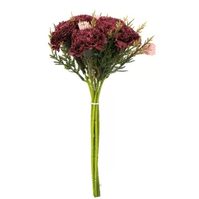   Szegfű selyemvirág csokor, magasság 32cm, csokor átmérő:15cm, szegfűfej átmérő:6cm, 7 szálas - Bordó