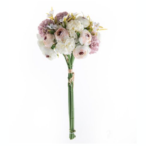 Ranunculus Silk Flower Ball Bouquet, Height: 35cm - Pale Lilac White