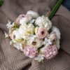 Ranunculus Silk Flower Ball Bouquet, Height: 35cm - Pale Lilac White