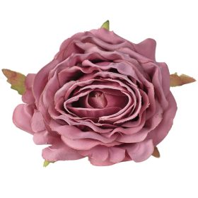 Rózsa selyemvirág fej, 7.5cm - Pinkes lila