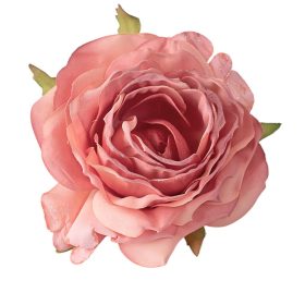 Rózsa selyemvirág fej, 7.5cm - Pinkes narancssárga