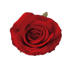 Rózsa selyemvirág fej, 10cm - Piros