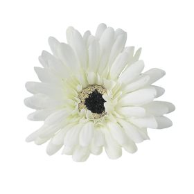 Gerbera selyemvirág fej, 9cm - Zöldes fehér