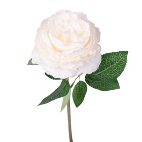 Selyemvirág rózsa szál, 28cm magas - Fehér