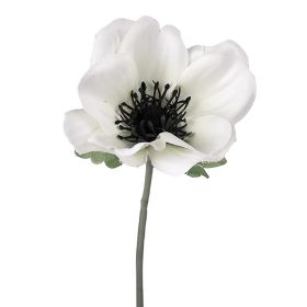 Szellőrózsa selyemvirág szál, 30cm magas - Fehér