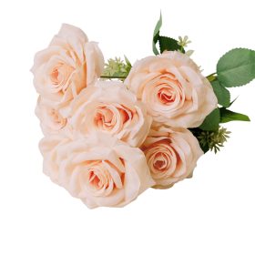 Rózsa selyemvirág csokor, 7 ágú, 41cm magas - Pezsgő