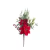 Karácsonyi mikulásvirág csokor bogyókkal és levelekkel, 42cm magas - Piros