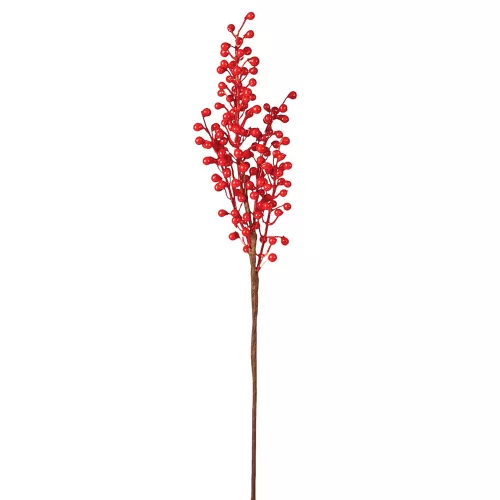 Dekoratív bogyós ág, 46cm magas - Piros