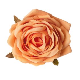 Rózsa selyemvirág fej, 9cm - Narancs
