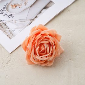 Rózsa selyemvirág fej, 9cm - Narancs