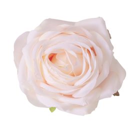 Rózsa selyemvirág fej, 9cm - Rózsaszín-zöld