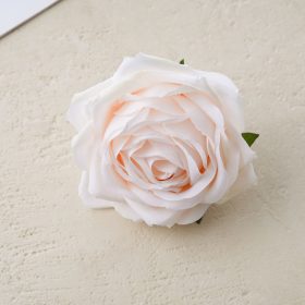 Rózsa selyemvirág fej, 9cm - Rózsaszín-zöld