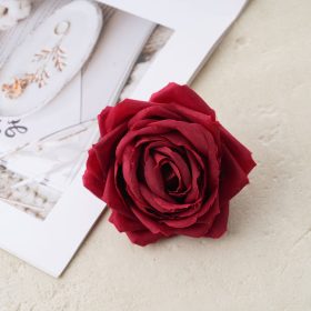 Rózsa selyemvirág fej, 9cm - Piros
