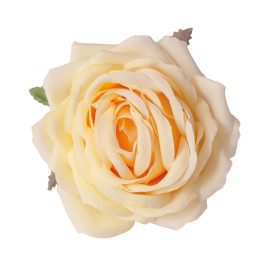 Rózsa selyemvirág fej, 9cm - Sárga