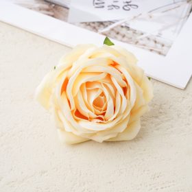 Rózsa selyemvirág fej, 9cm - Sárga