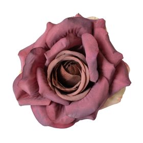 Rózsa selyemvirág fej, 8cm - Sötét lila