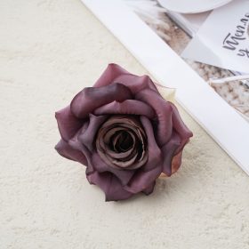 Rózsa selyemvirág fej, 8cm - Sötét lila