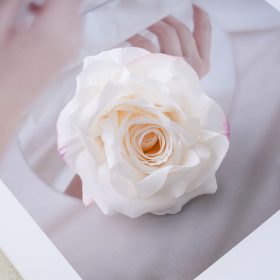 Rózsa selyemvirág fej, 8cm - Fehér