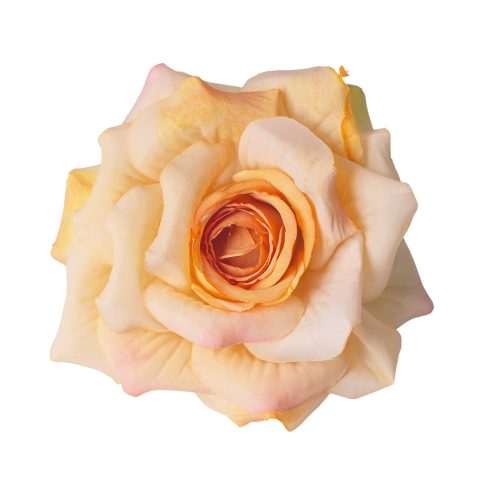 Rózsa selyemvirág fej, 8cm - Világos Narancs