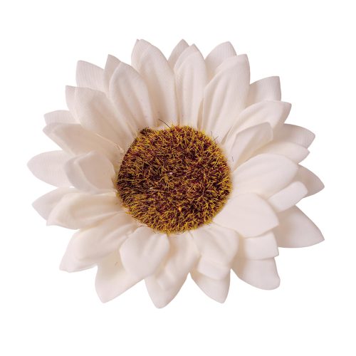 Napraforgó selyemvirág fej, 10cm - Fehér