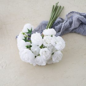 Boglárka selyemvirág köteg, 32cm magas - Fehér