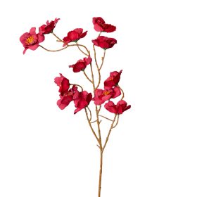 Barackvirág selyemvirág ág, 84cm - Sötétvörös