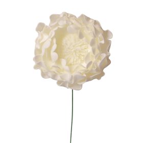 Peonia selyemvirág szál, 26cm - Ekrü