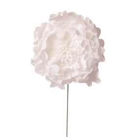 Peonia selyemvirág szál, 26cm - Fehér