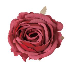 Rózsa selyemvirág fej, 9cm - Bordó