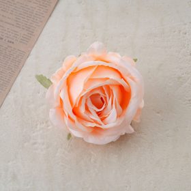 Rózsa selyemvirág fej, 9cm - Pezsgő