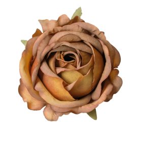 Rózsa selyemvirág fej, 9cm - Kávé