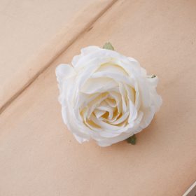Rózsa selyemvirág fej, 9cm - Fehér