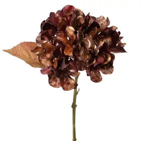 Hortenzia selyemvirág szál, 34cm magas - Bordó/piros