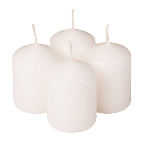 Advent candle set, 5.5 x 4cm - Gloss white