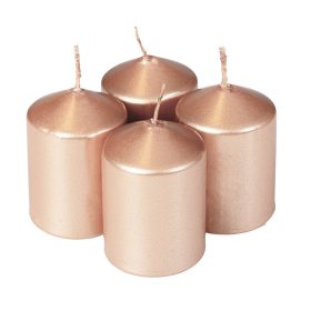 Adventi gyertya készlet, 5.5 x 4cm - Metál pezsgő