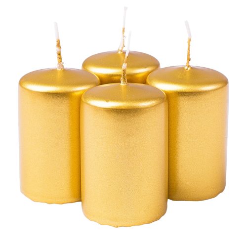 Advent candle set, 6 x 4cm - Metallic gold
