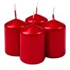 Advent candle set, 6 x 4cm - Metallic red