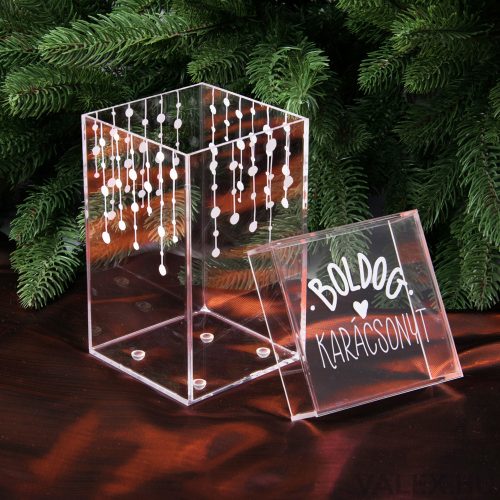 Christmas acrylic cookie box / decor box 9 x 9 x 15cm - Christmas tree decoration