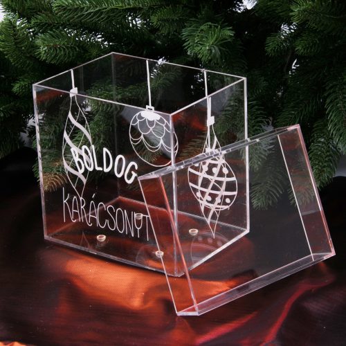 Christmas acrylic cookie box / decor box 11 x 15 x 15cm - Christmas tree decoration