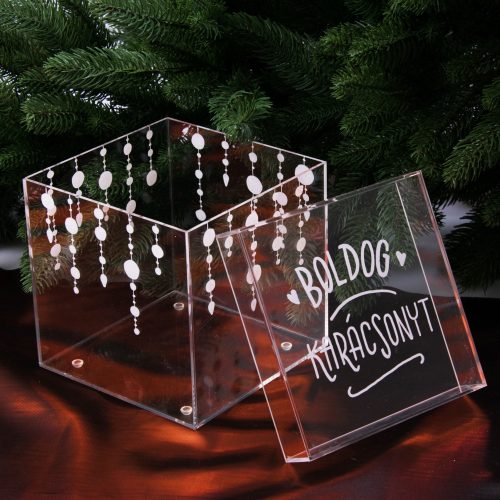 Christmas acrylic cookie box / decor box 15 x 15 x 15cm - Christmas tree decoration
