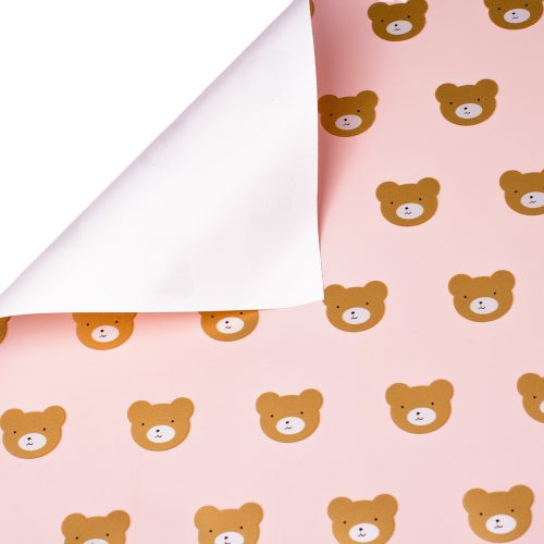 Teddy bear foil roll 58cm x 10m - Pink