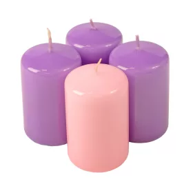   Adventi henger gyertya készlet, 8 x 5cm - Lakk 3 lila, 1 rózsaszín