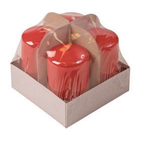 Adventi henger gyertya készlet, 8 x 5cm - Lakk piros