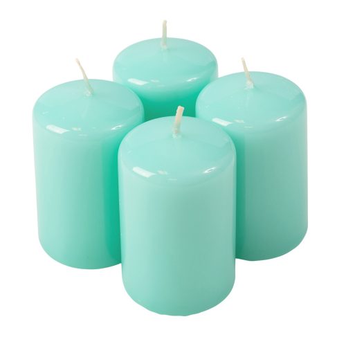 Adventi henger gyertya készlet, 8 x 5cm - Lakk világos türkizkék