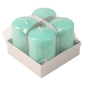   Adventi henger gyertya készlet, 8 x 5cm - Lakk világos türkizkék
