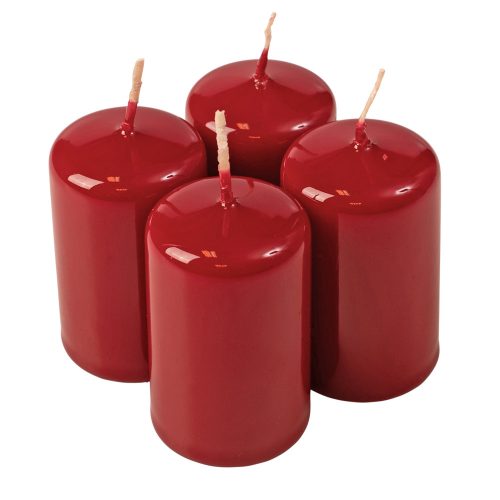 Adventi henger gyertya készlet, 8 x 5cm - Lakk bordó