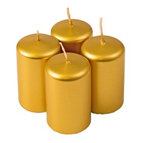 Adventi henger gyertya készlet, 8 x 5cm - Metál arany