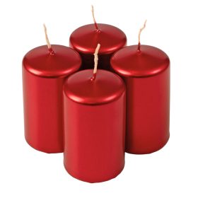 Adventi henger gyertya készlet, 8 x 5cm - Metál piros