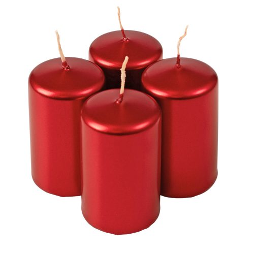 Adventi henger gyertya készlet, 8 x 5cm - Metál piros