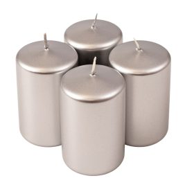 Adventi henger gyertya készlet, 8 x 5cm - Metál ezüst